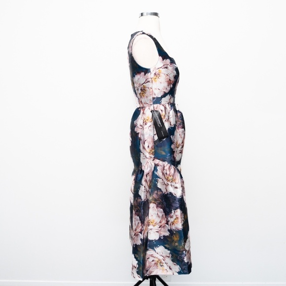 Kay Unger Lydia Tea Length Floral Dress Size 2 - Picture 5 of 11